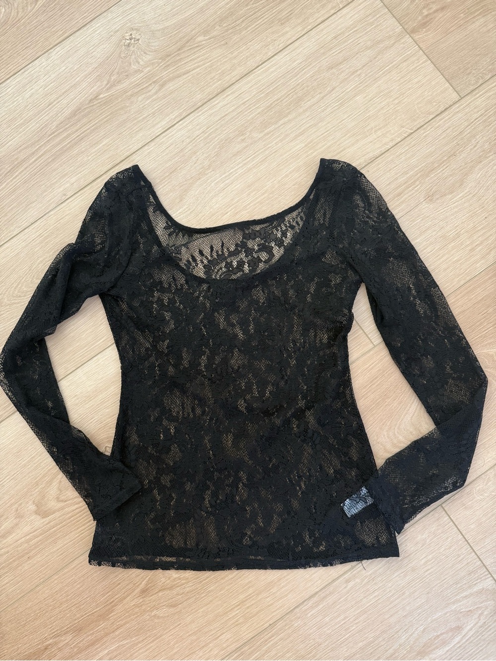 Ella Moss Black Lace Long Sleeve Sheer Top